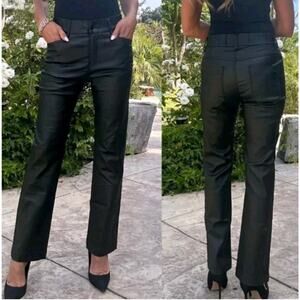 Bevy Flog Pants Women 29 Straight Leg Black Coated Faux Leather Pull On Designer